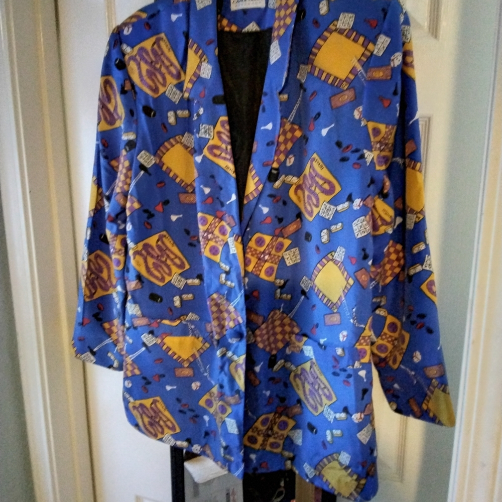 Blue and Yellow Patterned Women's Blazer